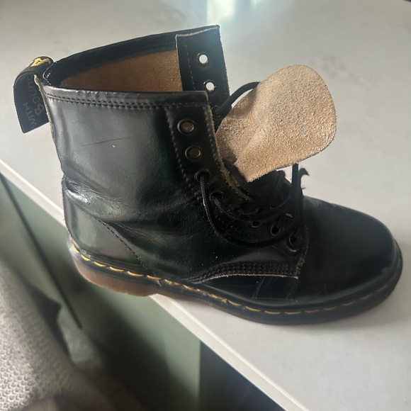 Dr. Martens Black and Green Combat Boots - Picture 6 of 6